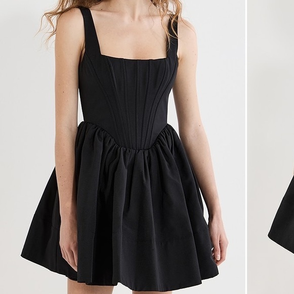 STAUD‎ NWT $450 black Satin Landscape Mini Dress XS 2 - Picture 1 of 13